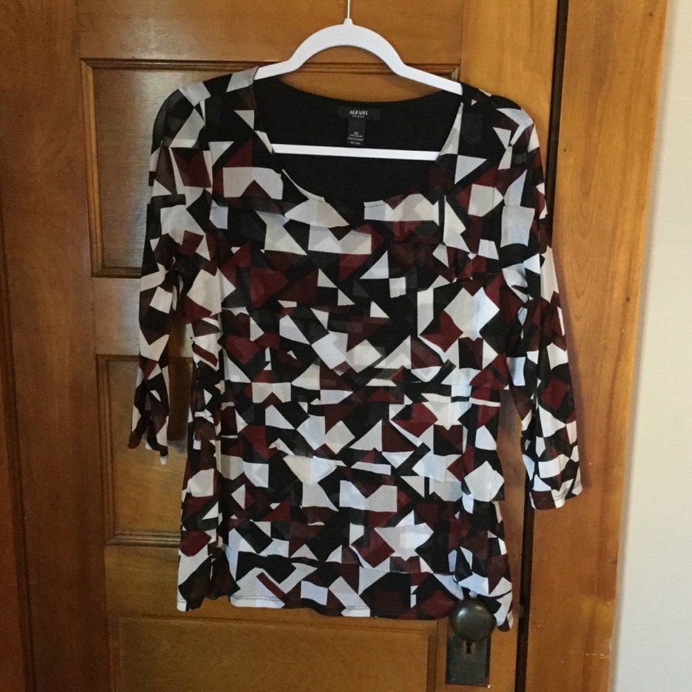 Alfani Geometric Tiered Career Blouse